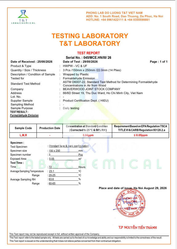 TESTING LABORATORY ASTM D07 ELS1 22MM
